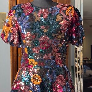 Multicolor Sequin Floral Dress